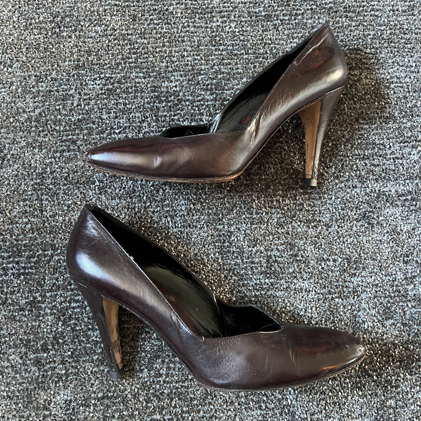 Yves Saint Laurent décolleté vintage in pelle marrone cioccolato misura 7 5