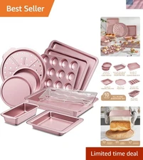 Versatile 10-Piece Bakeware Set with Cooling Rack