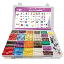 1011 Pcs Car Fuse Set Standard Mini Micro 2A–40A w/ Testers & Pullers Kit