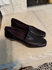 Cole Haan Womens Black Croc Print Leather Sli...