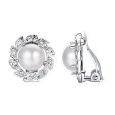 Yoursfs White Pearl Clip On Earrings for Women Fake 1.7cm 1.7cm, sliver