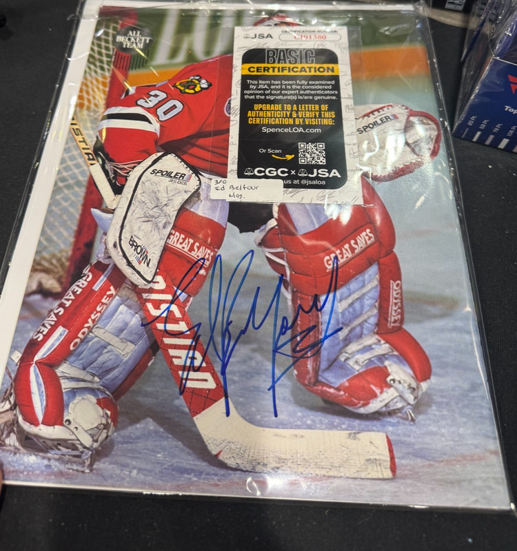 Ed Belfour Signed Chicago Blackhawks Beckett Magazine JSA COA