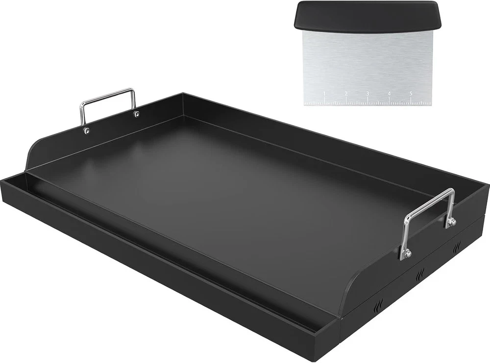 25" Nonstick Cast Iron Griddle for Gas Grill - Perfect for Camping & Tailgating