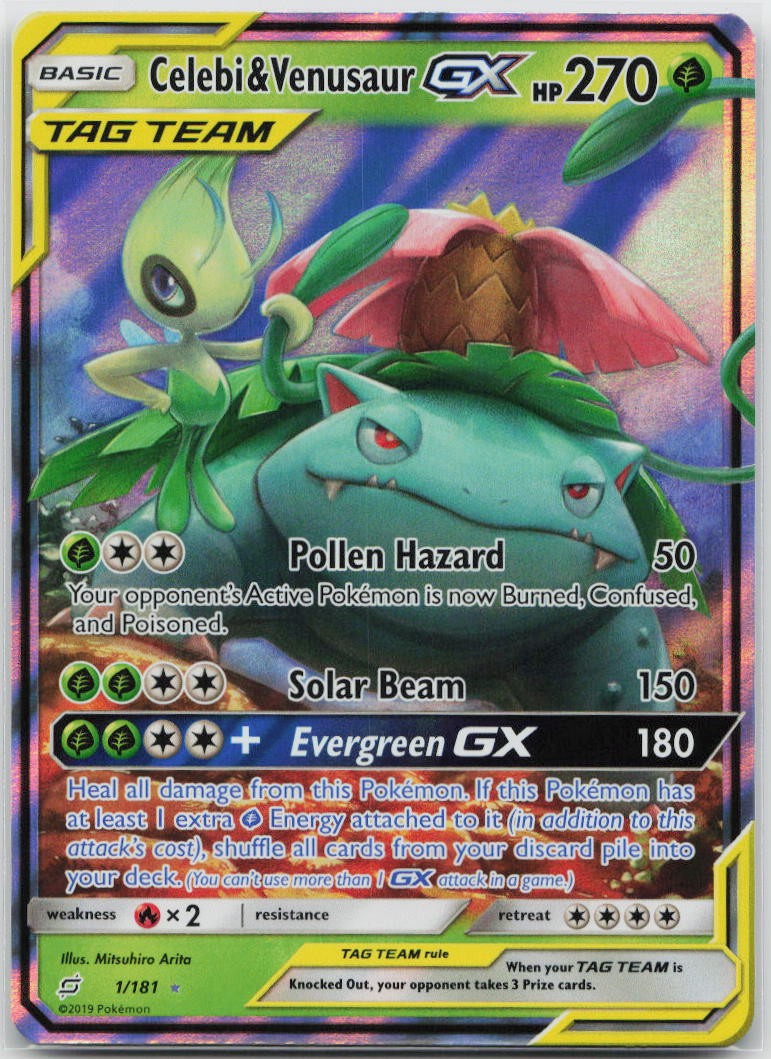 Celebi & Venusaur GX Ultra Rare SM - Team Up 1/181 Pokemon TCG