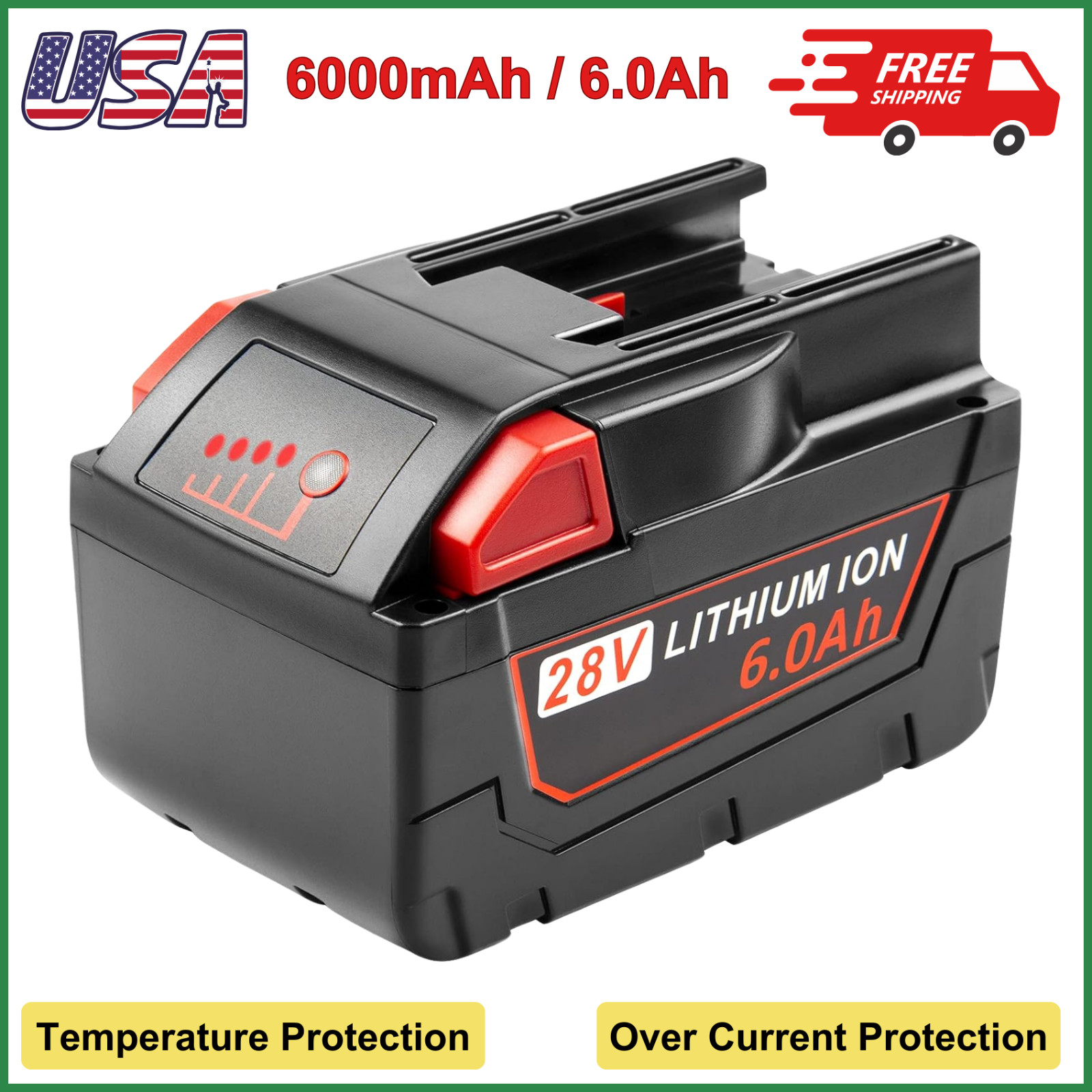 28V 6000mAh Replacement For Milwaukee Mk28 High Output Battery for Milwaukee M28