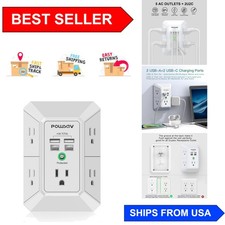 Listed 5-Outlet Power Strip  4 USB Ports - Safe Surge Protector for Schools