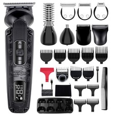 Hatteker Beard Trimmer Body Trimmer Hair Clipper Electric Shaver Kit 8in1 Black