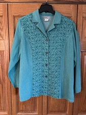 Saint Germain Paris Women's XL Vintage Green Embroidered Jacket Made in USA