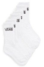 Vans L14528 Kids White Cotton Blend Classic Crew 3-Pair Socks Size 10-13.5