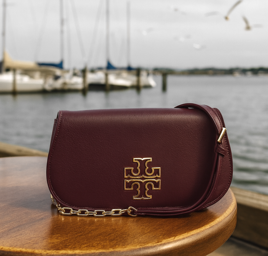 NEW Tory Burch Britten Red Agate Leather Crossbody bag/Clutch
