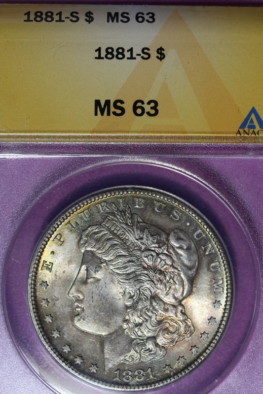 1881 S ANACS MS63 MORGAN SILVER DOLLAR #B51853