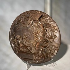 Biblische Bronze Relief Tafel Skulptur, Moses Zehn Gebote Wandkunst Dekor