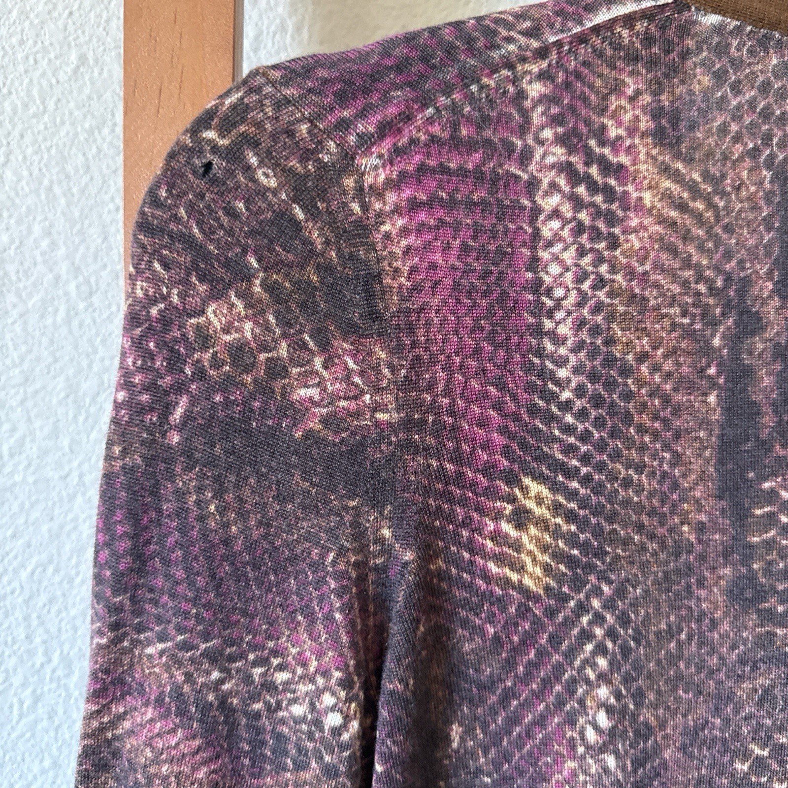 YSL cashmere Silk Python Print Button Front Brown… - image 5