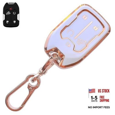 for Chevy Gmc Key fob Cover with Keychain,White Soft TPU For Chevy/Gmc F
