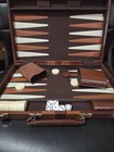 Backgammon Classic Board Game Set in Brown Faux Leather Case Strategy Game  — photo 2