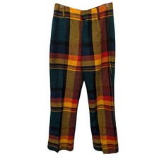 Vintage Plaid Wide Leg Trousers Women's High Waisted Pants Retro Boho Fall 6
