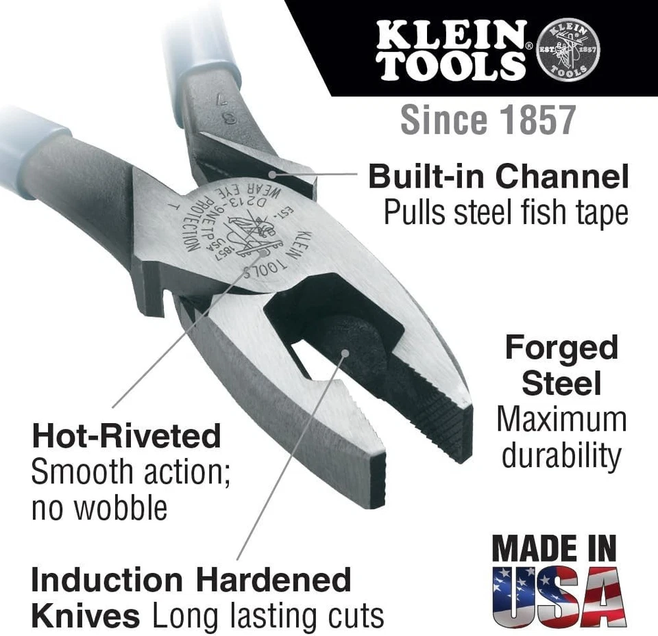 Klein Lineman's Fish Tape Pulling Pliers, 9-Inch - Image 3 of 3