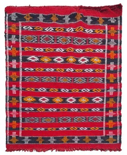 Rare Hand Knotted Vintage Morocco Sumouk Kilim Kilm Wool Area Rug 4.4 x 2.8 Ft