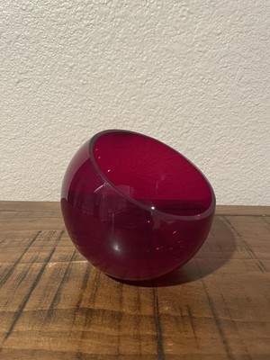 Vintage Abbott Glass Ruby Red Orb Candy Dish 1970 s Made in Poland 