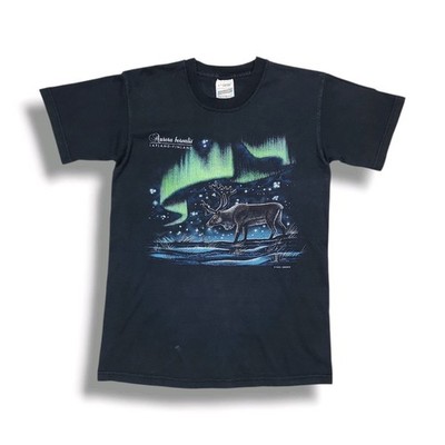 Vintage Aurora Borealis Lapland Finland By Kaizu/Mikebon Black T-Shirt Men's S