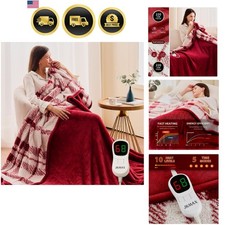 Electric Heated Blanket Twin Size Flannel Sherpa Warm Throw Blanket 62x84
