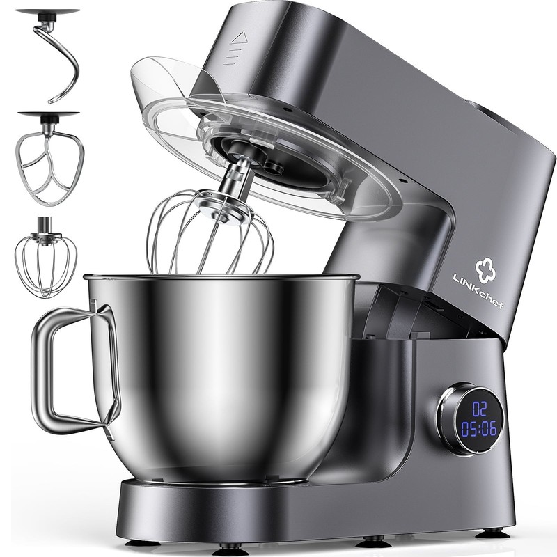 LINKChef SM30310A-US-MG 7.4 Quart Stand Mixer, 800W 12-Speed Tilt-Head Food