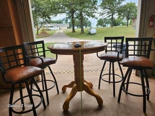 furniture used, high top dining room tables, and Restaraunt supply bar chairs