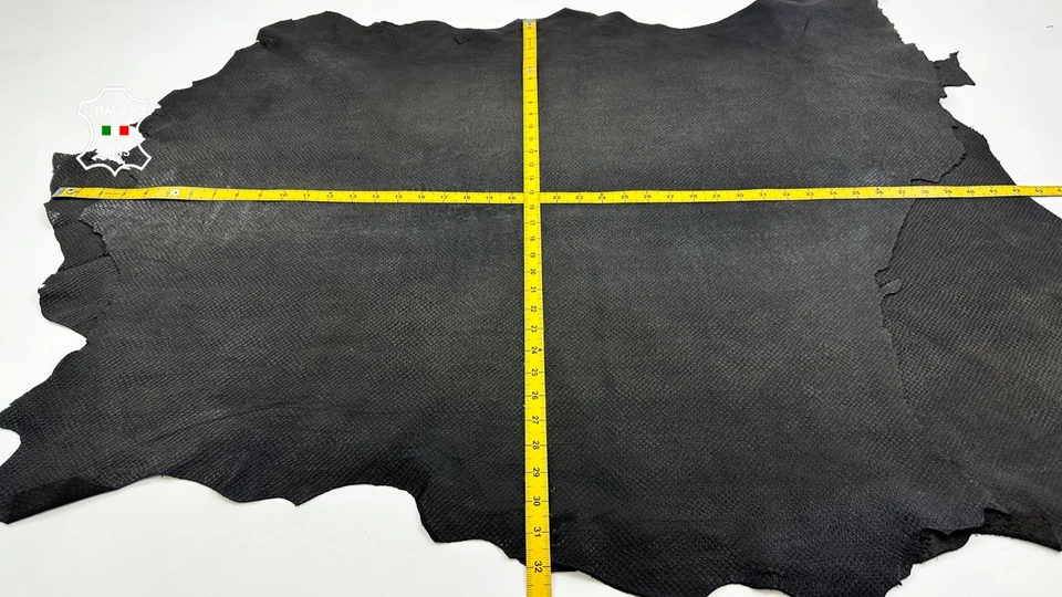 VINTAGE BLACK SNAKE REPTILE EMBOSSED ON Lamb leather 2 skins 16+sqf 0.9mm #C5998 - Image 4 of 4