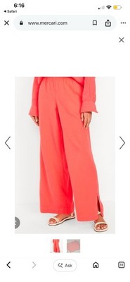 Old Navy High Waisted Crinkle Gauze Super Wide Leg Pant-Coral Tropics-3X-NWT