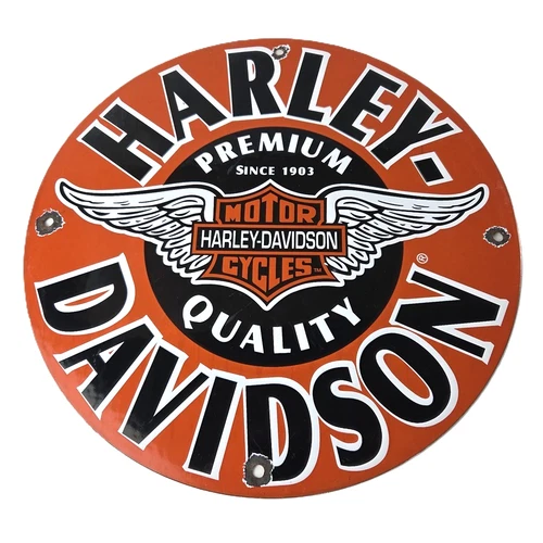 Vintage Harley-Davidson Motorcycles Sign - Porcelain Service Gas Pump Sign