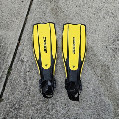 Cressi Sub Pro Light Lightweight Open Heel Fins Scuba Diving Snorkeling XL - YEL