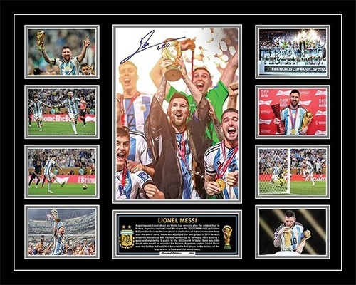 LIONEL MESSI 2022 WORLD CUP ARGENTINA CHAMPIONS SIGNED FRAMED LE MEMORABILIA - Picture 5 of 5