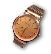 Orologio Da Polso Uomo Donna Analogico Quarzo Color Rame Maglia Calamitata lac