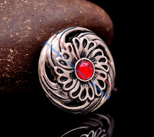 10X Silver Plated Fashion Flower Leathercraft Western Turquoise Concho Screwback