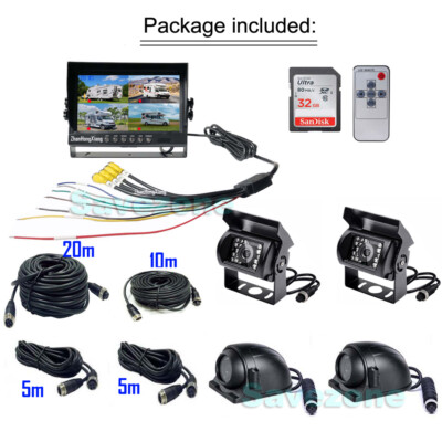 10.1-Inch Wireless Backup Camera System With 128GB DVR - 3 Split Screen For RVs & Trucks