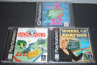 MONOPOLY WHEEL OF FORTUNE DANCE REVOLUTION PS1 PlayStation 1 CIB VIDEO GAME LOT