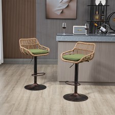 Set of 2 Swivel Bar Stool Adjustable Counter Height Kitchen Dining Chair Green