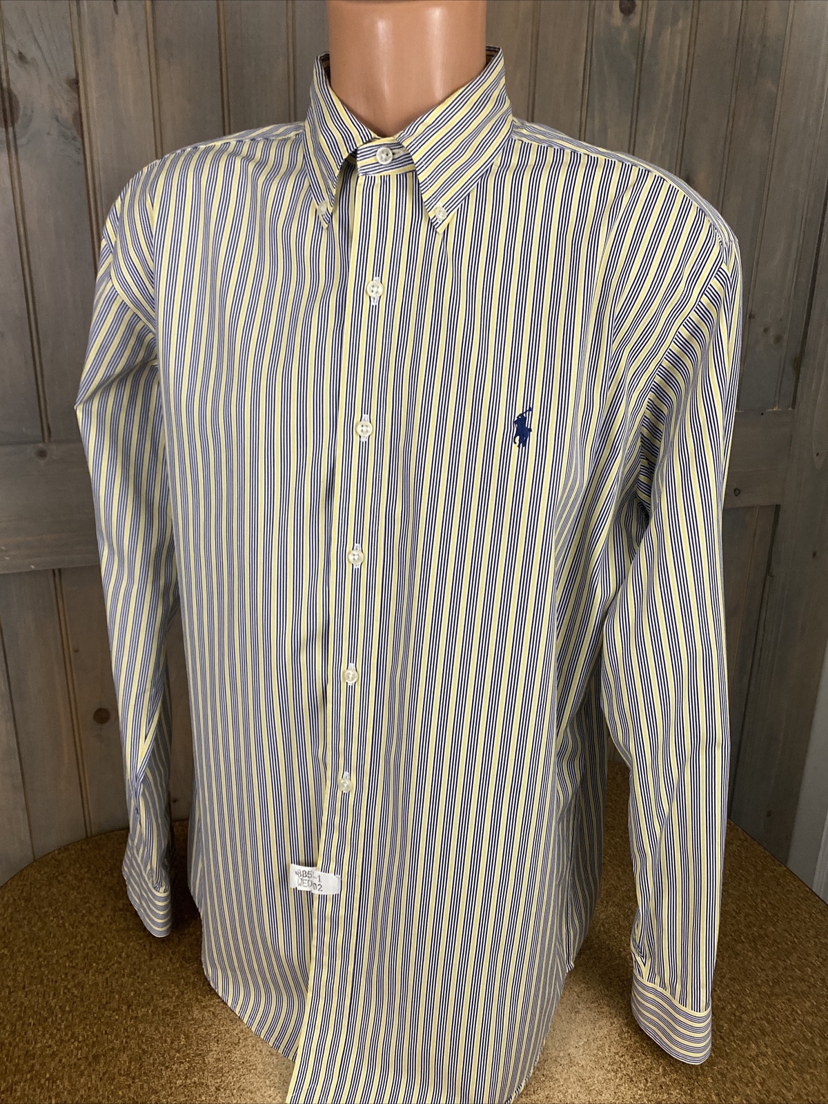 Polo Ralph Lauren Camicia Bottone A RIGHE GIALLE MANICHE LUNGHE taglia L su misura PONY