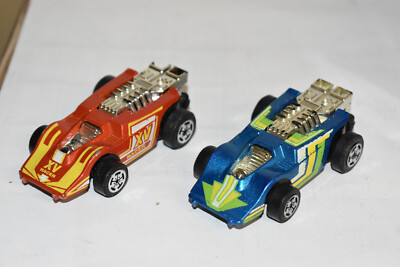 2 x HOT WHEELS 1985 HONG KONG Aufziehautos X-Racer Schwungräder FUNKTIONIEREN