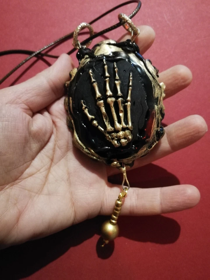 Black Magic Talisman Pendant Skull Amulet Dark Voodoo Evil Ritual Hand Help Bib - Image 3 of 4