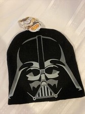 19) Disney Kid's Black with Darth Vader Face Knitted Beanie Hat-Brand NWT