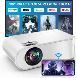 WiFi Projecteur vidéo 1080P Complet HD et 300" Appuyé, 8000L Sans fil portable
