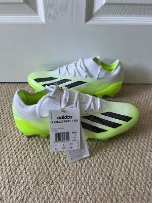 Adidas X Crazyfast .1 SG UK Size 6 White Green Football Adidas X Crazyfast .1 SG UK Size 6 White Green Football