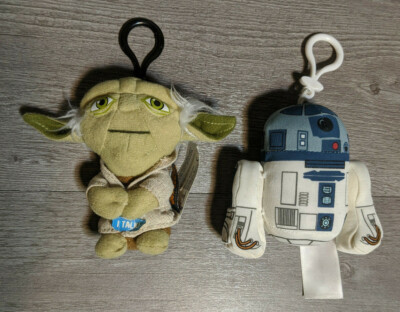 Star Wars Talking Yoda & R2-D2 Plush Clipz Clip On Stuffed Toys Lot, READ