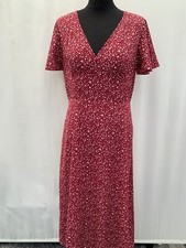 Shein Burgundy White Print Dress Size L Short Sleeve Polyester