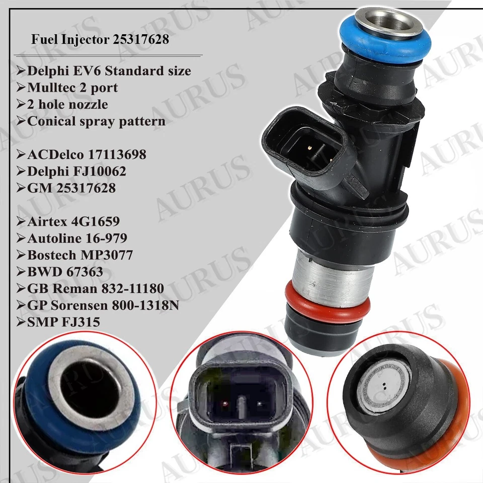 x8 OEM Delphi Fuel Injectors for 2001-2006 Chevrolet Suburban 2500 6.0L 25317628 - Image 2 of 4