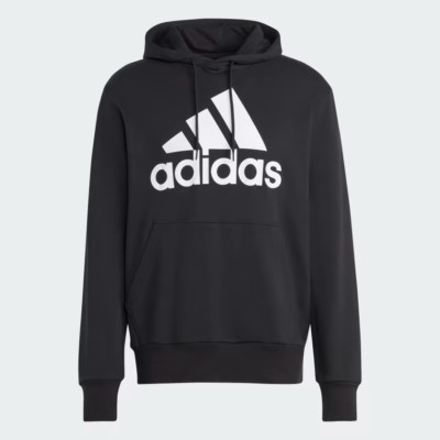 Adidas Fleece Hoodie Essential Big Logo Pullover Mens Black 2XL