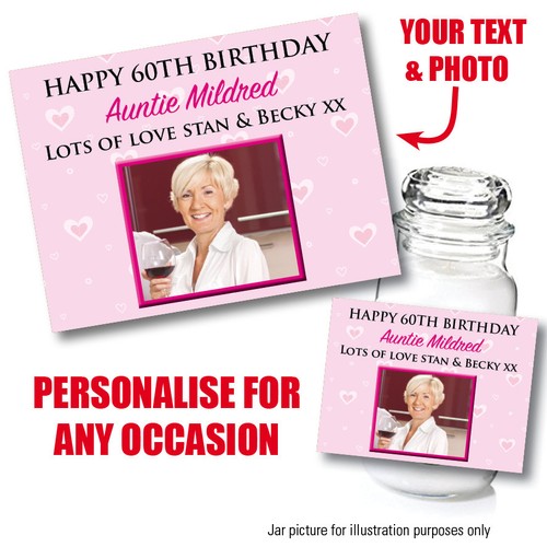 PERSONALISED HAPPY BIRTHDAY PHOTO STICKER LABEL GIFT YANKEE INSPIRED CANDLE -124 - Picture 3 of 3