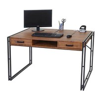 B-Ware Schreibtisch MCW-A27, Computertisch, 122X70Cm 3D-Struktur Wildeiche-Optik