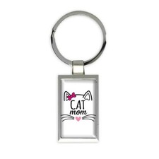 CAT MOM : Gift Rectangular Keychain Cute Family Christmas Birthday Kitten